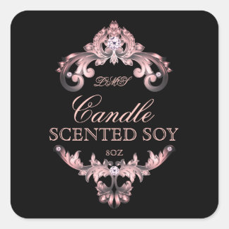 Candle Elegant Pink Black Product Label