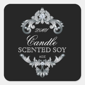 Candle Elegant Silver Black Product Label