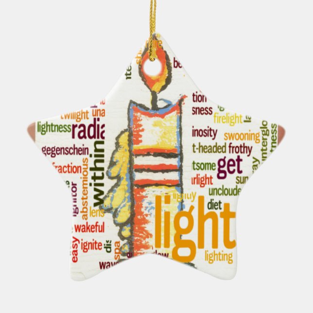 Candle Flame Word Cloud Art Print Ceramic Ornament (Front)