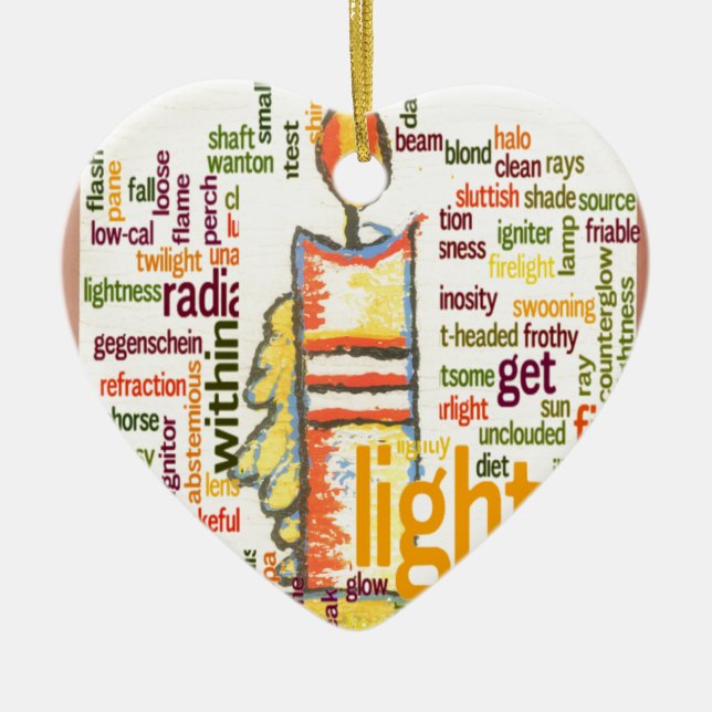 Candle Flame Word Cloud Art Print Ceramic Ornament (Front)