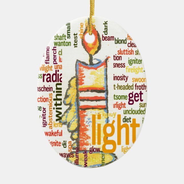 Candle Flame Word Cloud Art Print Ceramic Ornament (Front)