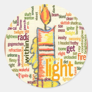 Candle Flame Word Cloud Art Print Classic Round Sticker