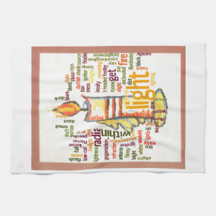 Candle Flame Word Cloud Art Print Kitchen Towel