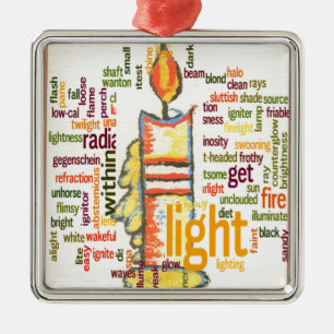 Candle Flame Word Cloud Art Print Metal Ornament