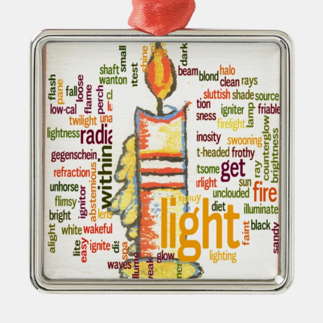 Candle Flame Word Cloud Art Print Metal Ornament (Front)