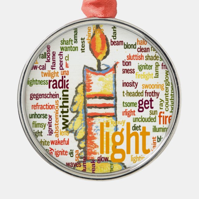 Candle Flame Word Cloud Art Print Metal Ornament (Front)