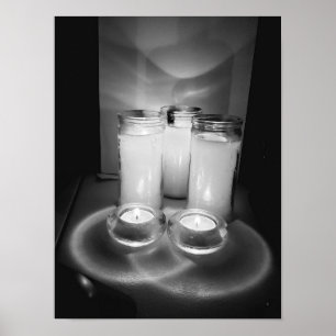 candle flames still life Black & white photograph Poster