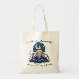 Candle & Flowers Under the Moon Celestial Art Tote Bag