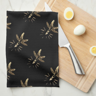 Candle Holder Black and Gold Elegant Christmas Kitchen Towel