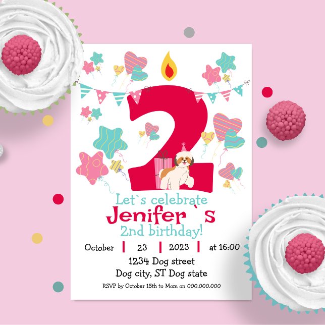 Candle in the shape of a red number two Birthday Invitation (Candle in the shape of a red number two Birthday Invitation)