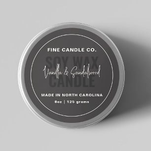 Candle Label Elegant Modern Minimalist Black White