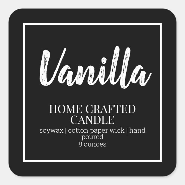 Candle Label Minimalist Black Sticker (Front)