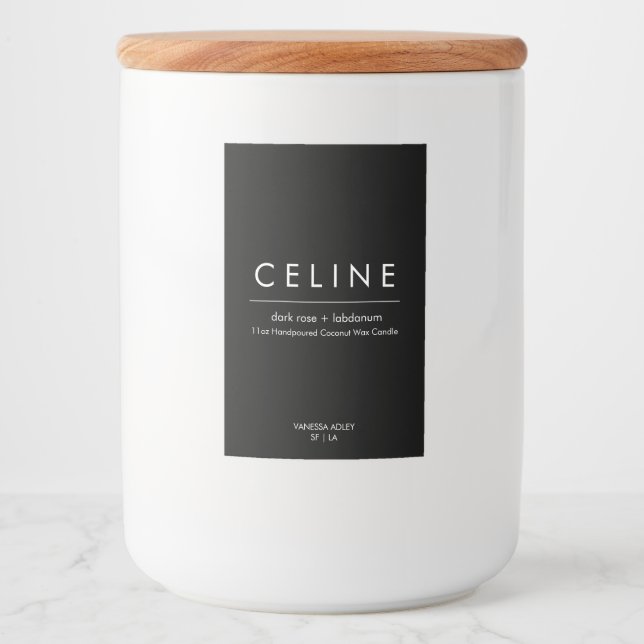 Candle Label Minimalist Elegant White on Black (Front)