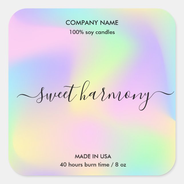 Candle label product label holograph jar label (Front)