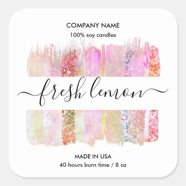 Candle label product label holographic jar label (Front)