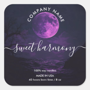 Candle label product label purple moon jar label