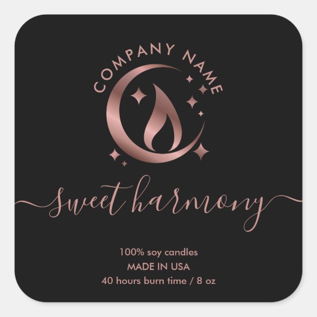 Candle label product label rose gold  jar label (Front)