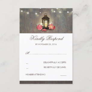 Candle Lantern Vintage and Rustic Wedding RSVP Card