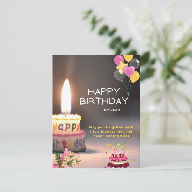 Candle Light Birthday Greeting (Standing Front)