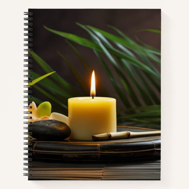 Candle Light Flowers Tranquil Peaceful  Notebook (Front)