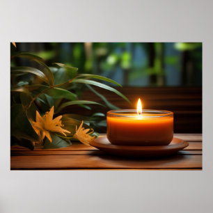 Candle Light Flowers Tranquil Peaceful  Poster