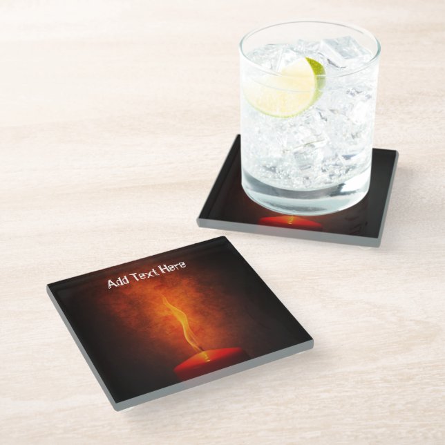 Candle Light in the Dark Glass Coaster (Angled)