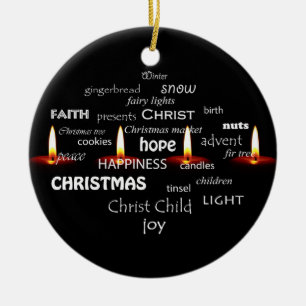 Candle Light Typography Ceramic Ornament