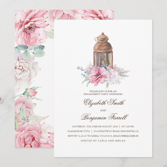 Candle Lit Lantern Engagement Party Invitation (Front/Back)