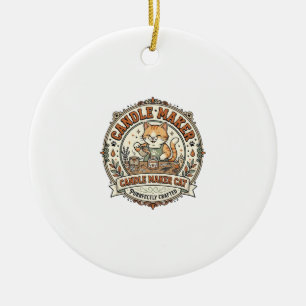 Candle Maker Cat Candle Maker Cat Vintage Vector A Ceramic Ornament