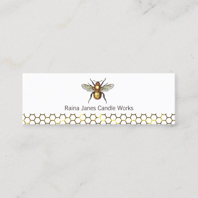 Candle Maker Gold Bee Honeycomb Mini Business Card (Front)