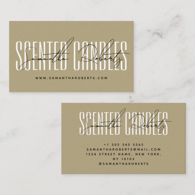 Candle maker modern typography script gold business card (Front/Back)