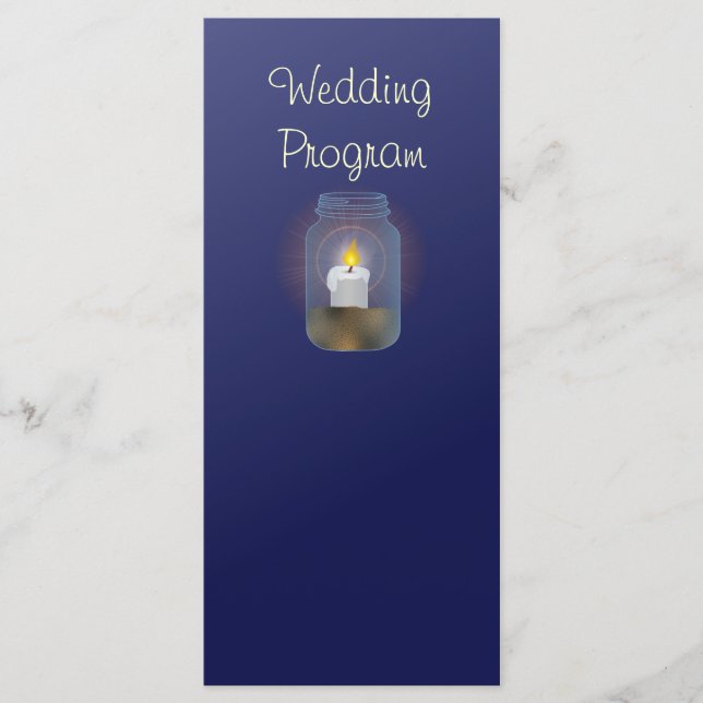 Candle Mason Jars Wedding Program Card (Front)
