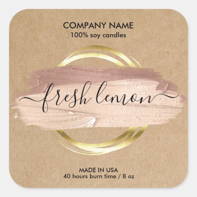 Candle modern abstract  product label handmade   (Front)