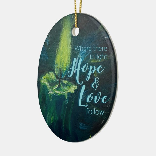 "Candle of Encouragement" Ceramic Ornament (Left)