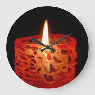 Candle on a black background large clock