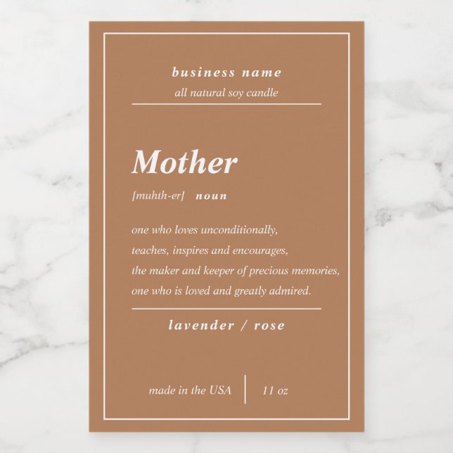 Candle Product Mother Personalized Label  (Single Label)