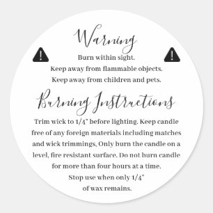 Candle Product Warning Label Design