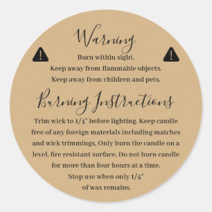 Candle Product Warning Label Design