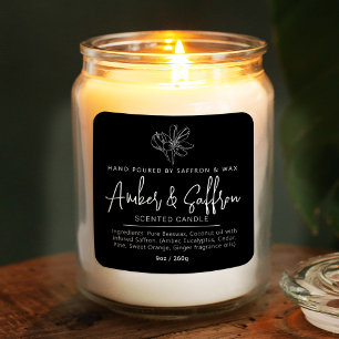 Candle saffron amber simple ingredient black square sticker