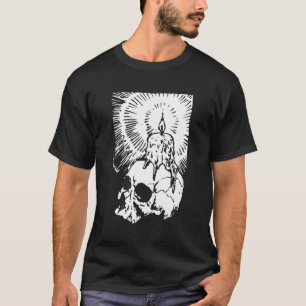Candle Skeleton Skull Vintage Halloween Scary Horr T-Shirt