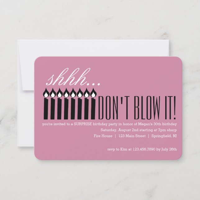 Candle Surprise Shhh... DON'T BLOW IT! Invitation (Front)