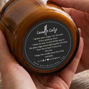 Candle warning Elegant Black Candle care Label