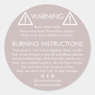 Candle Warning Label – Modern Safety Design