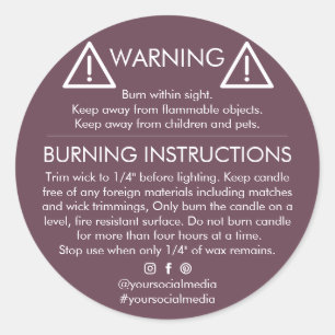 Candle Warning Label – Modern Safety Design 
