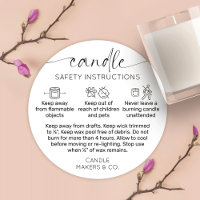 Candle Warning Label Modern Script Black White