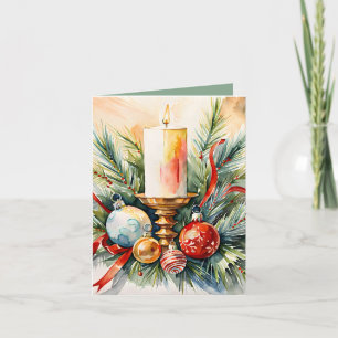 Candle with Ornaments Photo & Craft Christmas Card