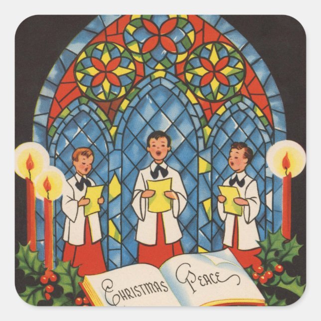 Candlelight Carols and Stained Glass Window Square Sticker (Front)