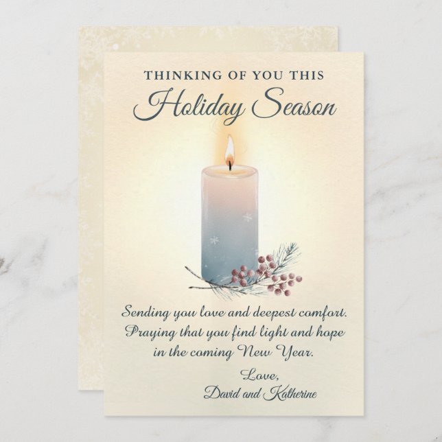 Candlelight Christmas Sympathy Condolence Card (Front/Back)