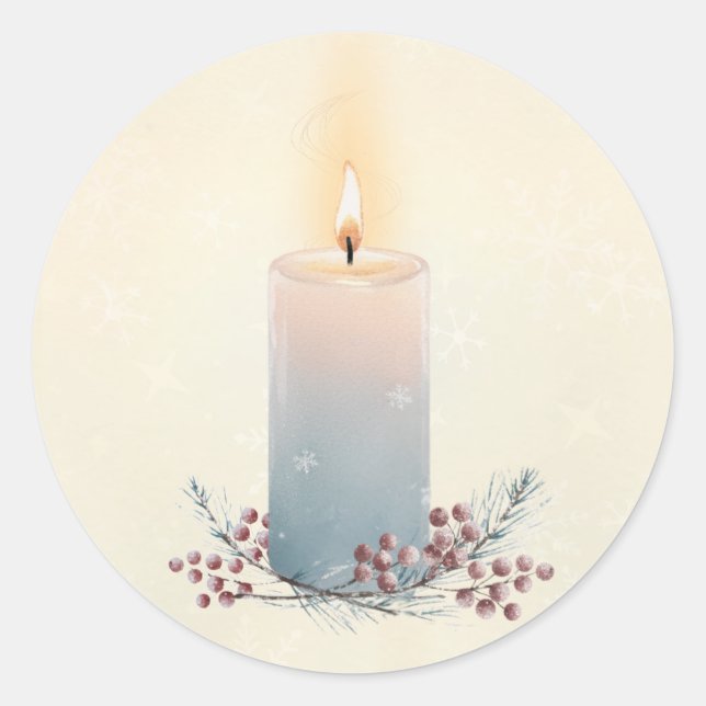 Candlelight Christmas Sympathy Envelope Gift  Classic Round Sticker (Front)