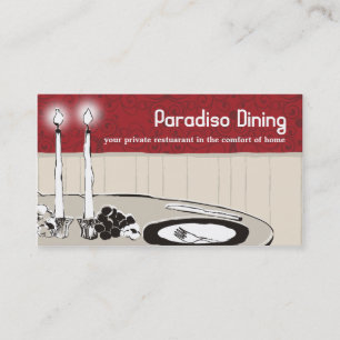 candlelight dinner plate chef catering business... business card